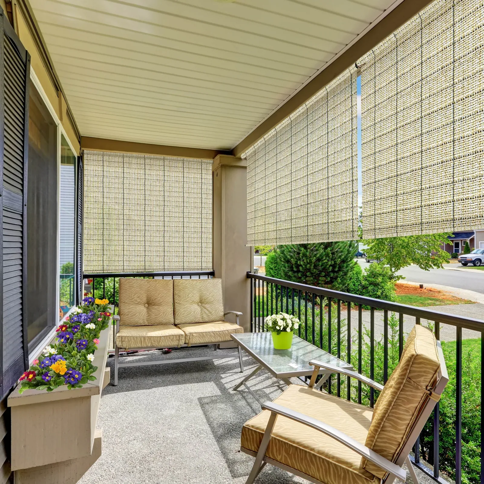 Outdoor roller shade on a Dubai balcony
